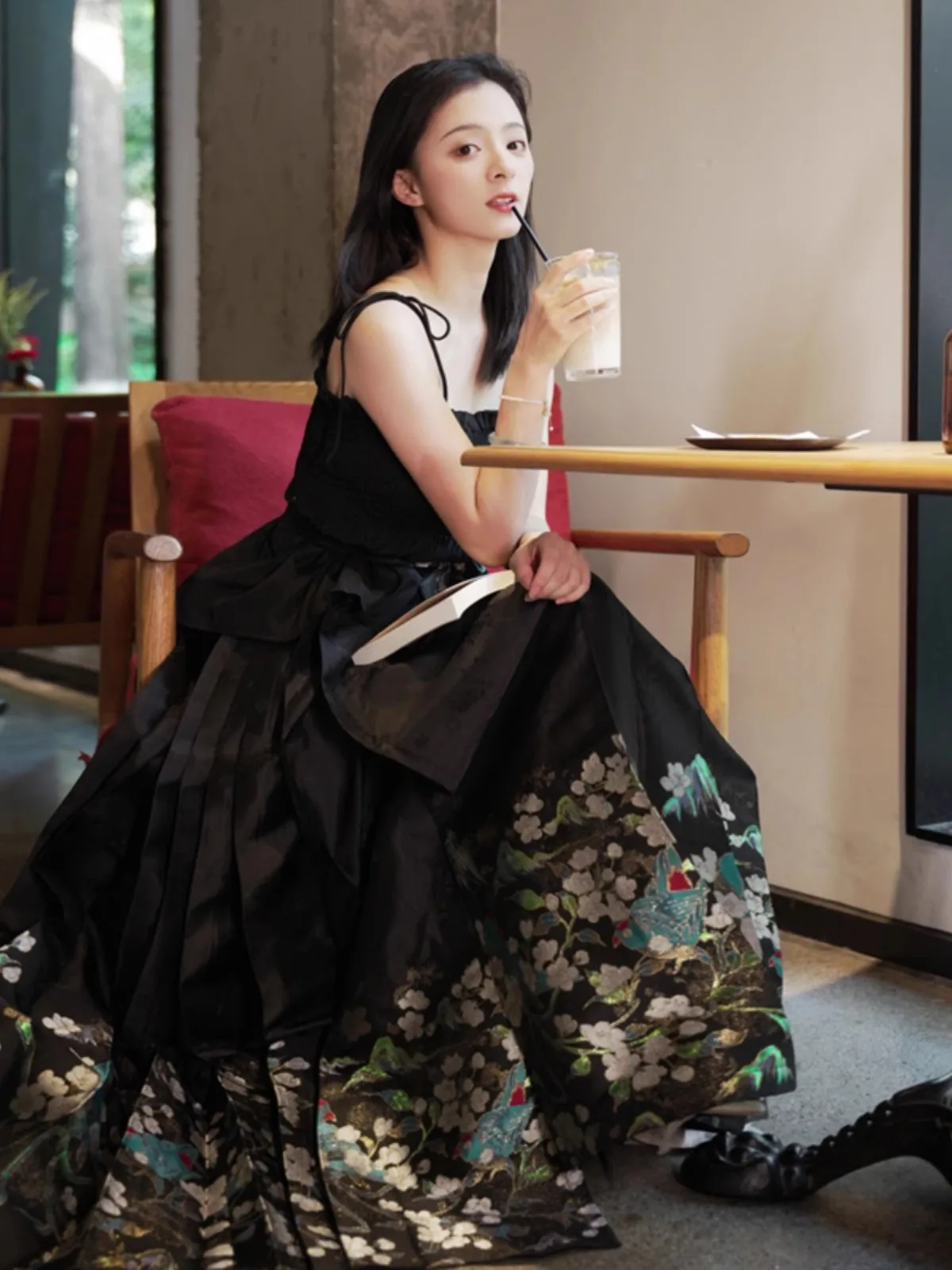 Chinese Style Mamianqun Daily Improved Hanfu Skirt Satin,Ming Dynasty Made Summer Commuting To Work Wearing Polyester