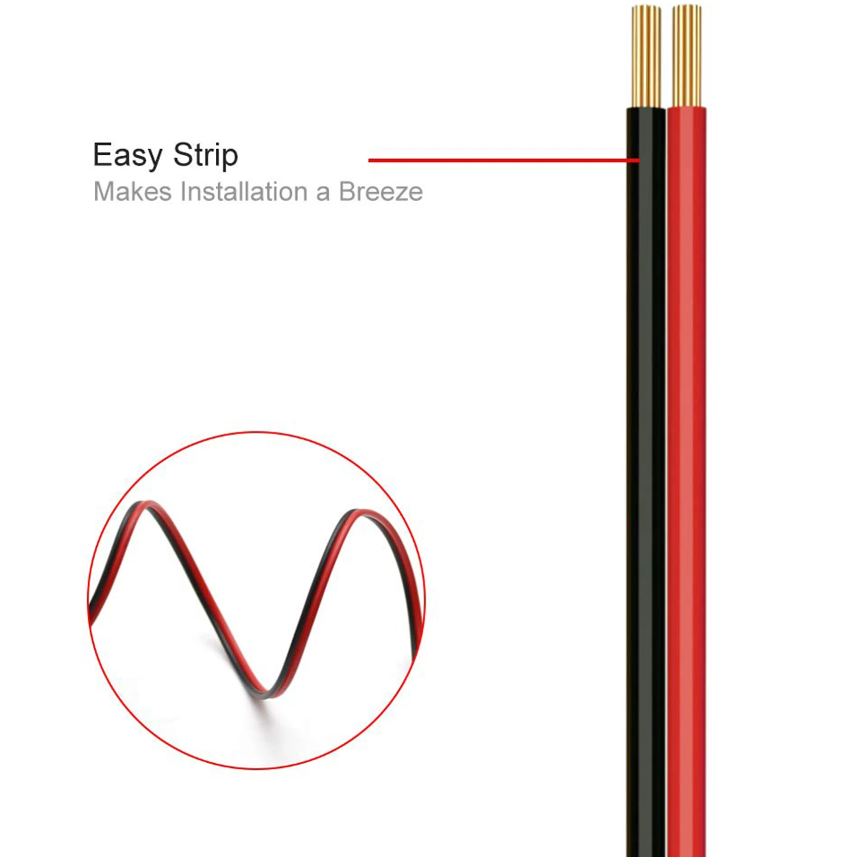 سلك تمديد ممتاز 2Pin 100M 22AWG 12V/24V سلك تمديد أحمر وأسود 2 سلك مصباح LED نحاسي معلب