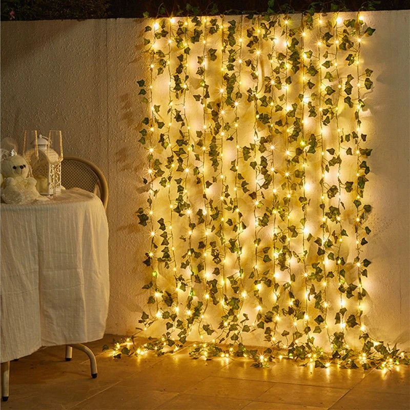 

2/5/10M Artificial Ivy Flower String Lights Green Leaf Vine Fairy Lights Home Decor Garland Wedding Christmas Living Room Decor