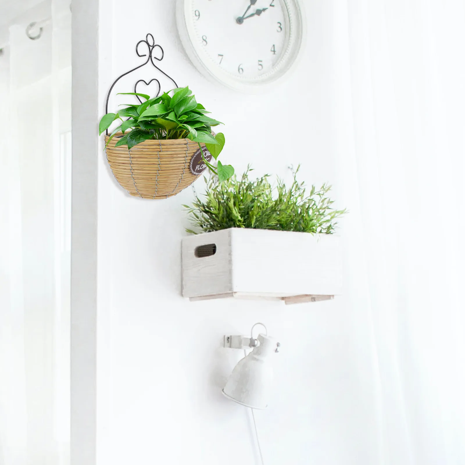1Pcs Elegant Woven Wall Hanging Flower Basket for Home Decoration Living Room Bedroom Office Multi-Function Hanging Storage