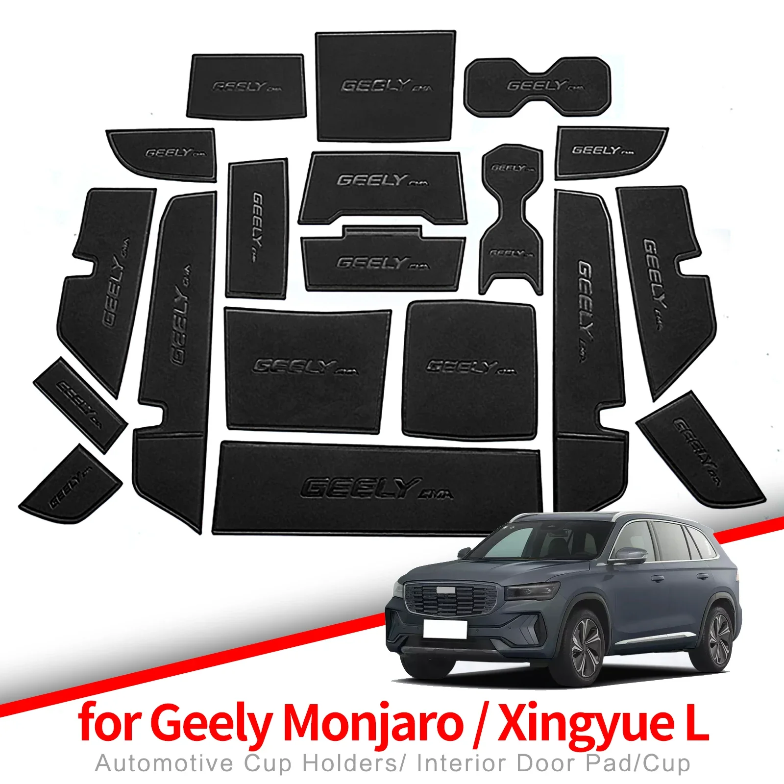 for Geely Monjaro XingYue L Leather Gate Slot Mat Cortex Door Groove Pad Cup Holder Car Accessories Coaster Protection