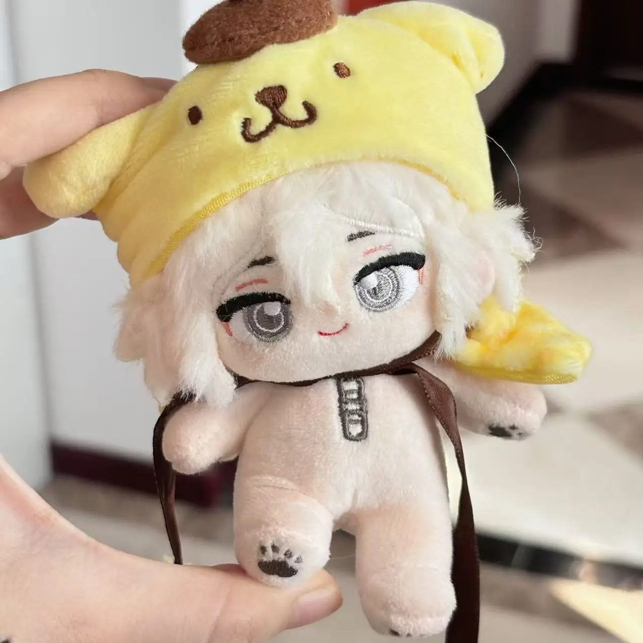 10cm Anime Danganronpa Nagito Komaeda Cosplay Plush Doll Stuffed Cotton Body Dress Up Clothes Keychain Pendant Birthday Gift