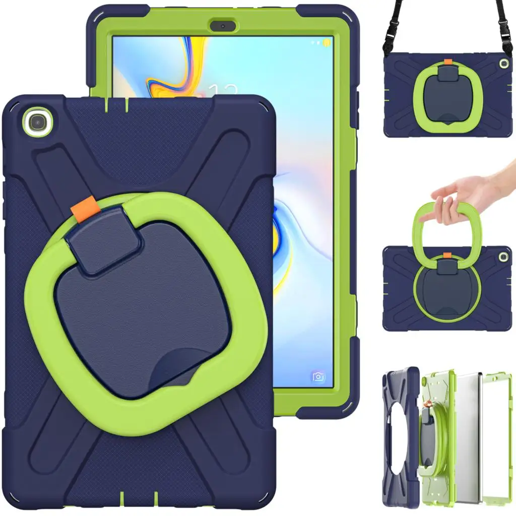 

Вращающийся на 360 градусов чехол с ремешком-подставкой для Samsung Galaxy Tab A 10,1 дюйма, 2019 SM-T510 SM-T515 T510 T515, защитный чехол для гибридного брони для планшета