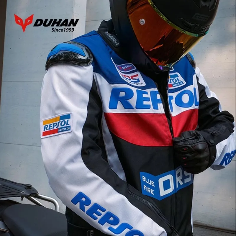 Новая зимняя мужская мотоциклетная куртка DUHAN REPSOL Байкерская одежда для мотокросса 600D Оксфордские куртки Съемная теплая подкладка