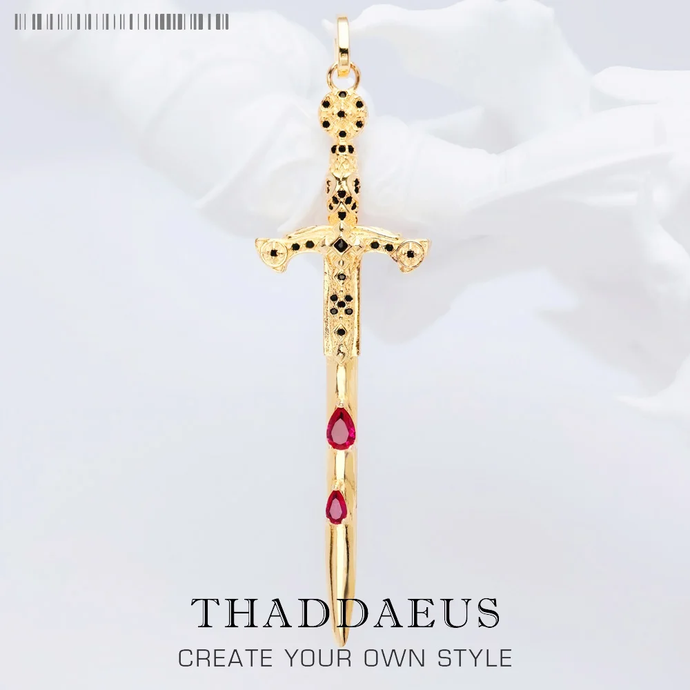 

Pendant Gold Sword Brand New Summer Fine Jewelry Vintage Design Accessorie 925 Sterling Silver Gift For Women Men