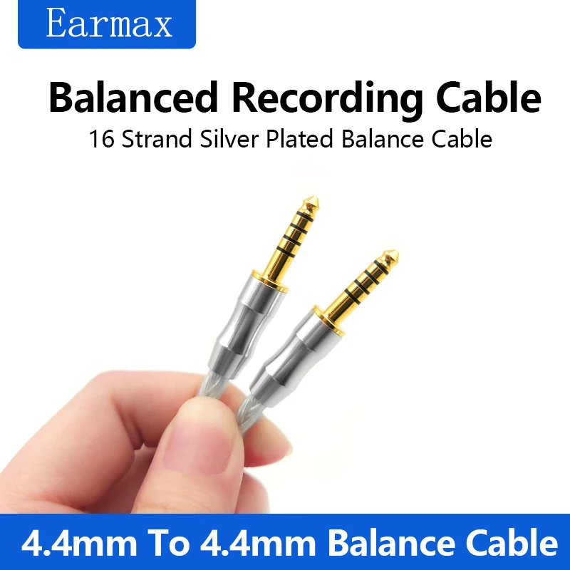 4.4mm to 4.4mm Balanced Cable for Recording Ear Amplifier Machine 16 Strands Thick OCC Silver Plated Braided cable