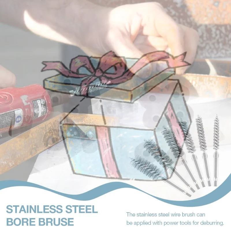 【CCA】6/8/10/12/14Pcs 8-19mm Stainless Steel Pipe Cleaning Brush 1/4 Hexagonal Wire Brush For Electric Drill Cleaning Tool