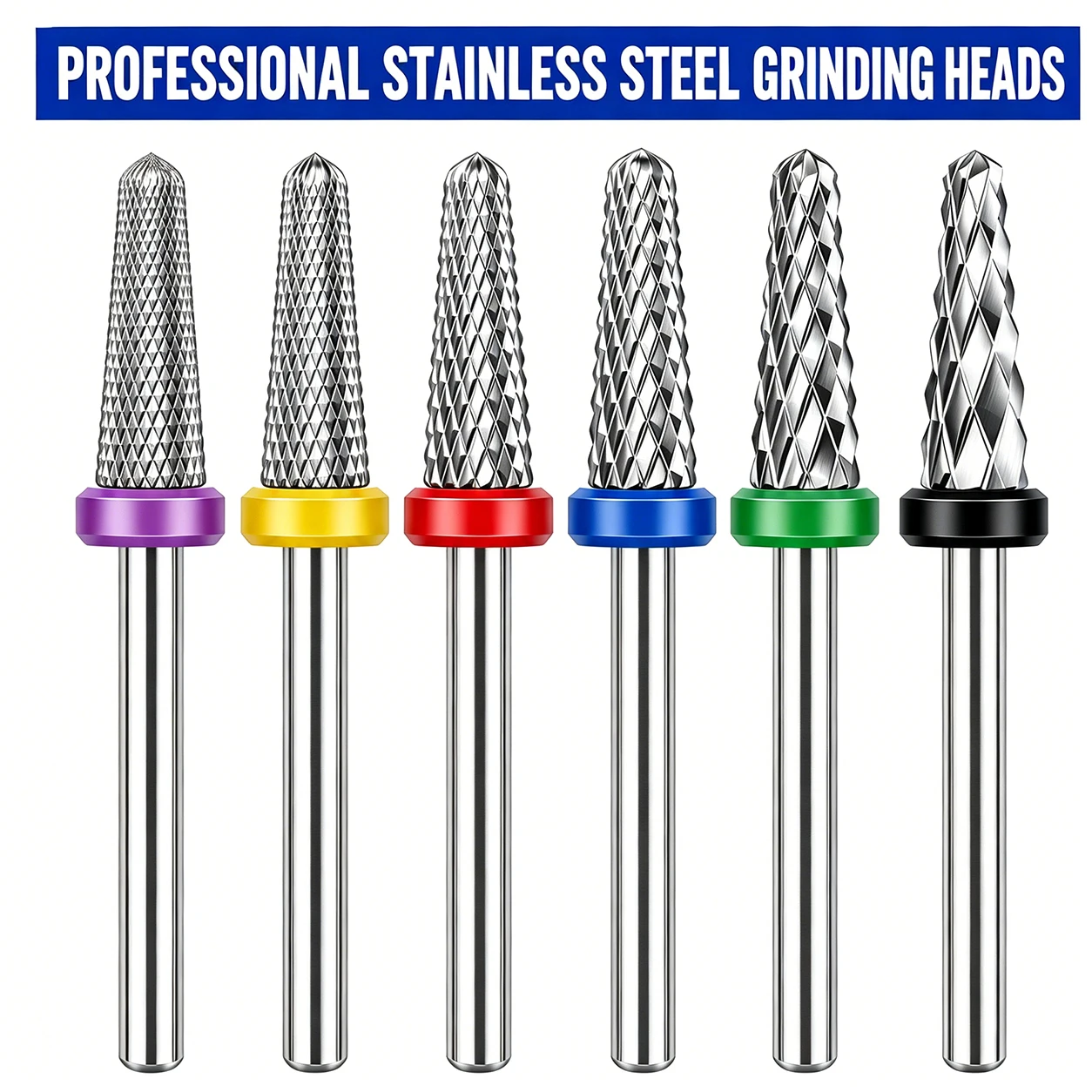 1pc Rounded Cone Stainless Steel Nail Drill Bit Milling Cutter For Manicure Pedicure Burrs E-File Bit for Cuticle Gel Removal