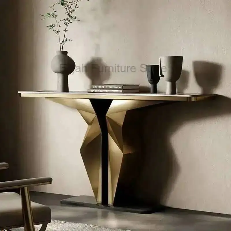 

Console Villa Light Table Luxury Living Entrance Room Nordic Modern Console Table Rock Slab Showcase Estanteria Home Furniture