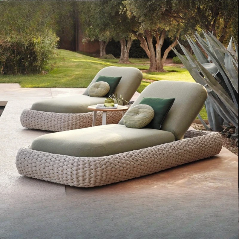 Nordic outdoor leisure rattan bed, sun-resistant courtyard Nordic garden B & B outdoor outdoor waterproof recliner furniture
