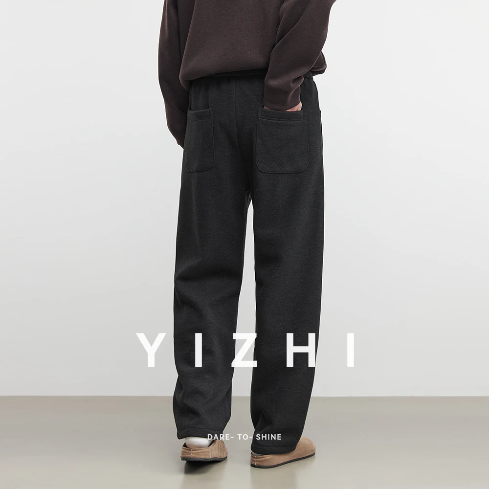 Moda masculina pesado veludo quente calças casuais 2025 outono e inverno novo solto casual malha moda versátil moletom