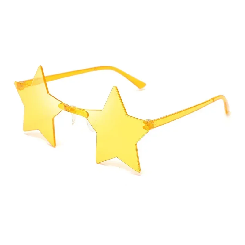 Star Shape Sun Glasses Light Funny Pentagram Candy One Piece Eyewear Multi Colors Decoration Party Rimless Sunglasses