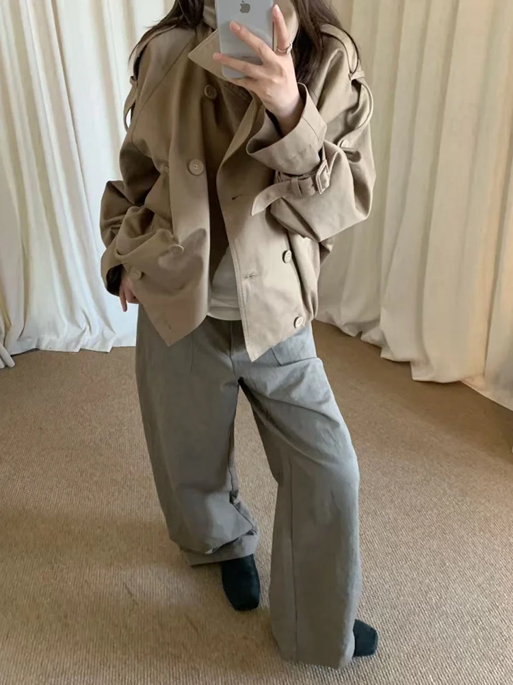 

Свободный крой цвета хаки, женское пальто Jaet Briti Sle, ранняя осень, повседневное удобное винтажное рабочее пальто