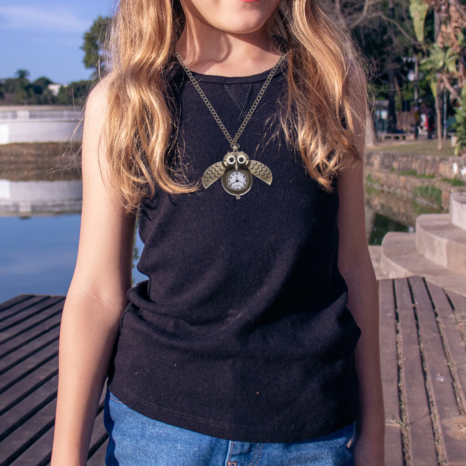 

2Pcs Owl Bronze Pocket Watch Retro Alloy Quartz Pendant Vintage Stylish Decoration Vintage Owl Pocket Watch Retro Bronze