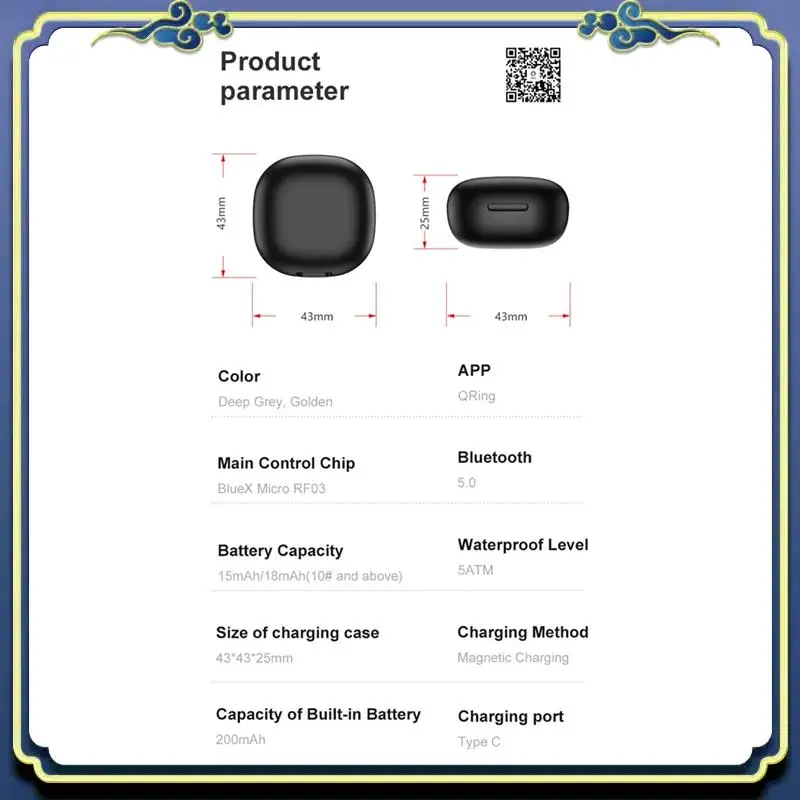 Draagbare 200Mah Smart Ring Oplaadbehuizing Type-C Poort Oplaadbehuizing Voor R02, R03, R06 Smart Rings