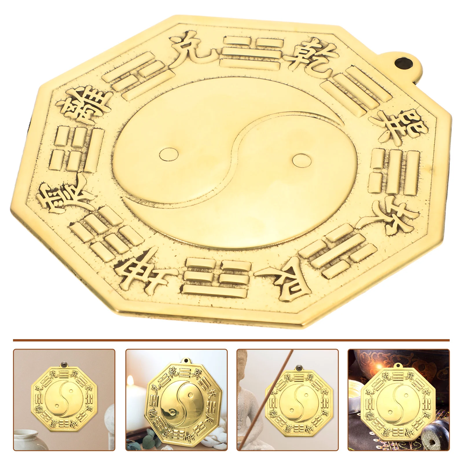 

1pcs Copper Bagua Mirror Chinese Diagrams Design Wall Hanging For Home Decor Temple Blessing Pendant