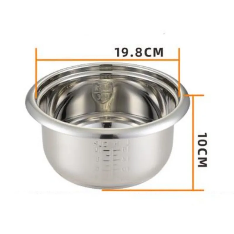 2L 304 stainless steel rice cooker inner container Non stick Cooking Pot Replacement Rice Cooker liner