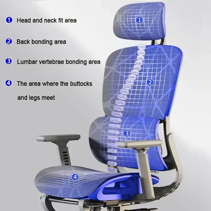 Ergonomic Gaming Chair Adjustable, Comfortable Office Desk Chair for Study Long Hours, Gamer Seat with Lumbar Support view 4