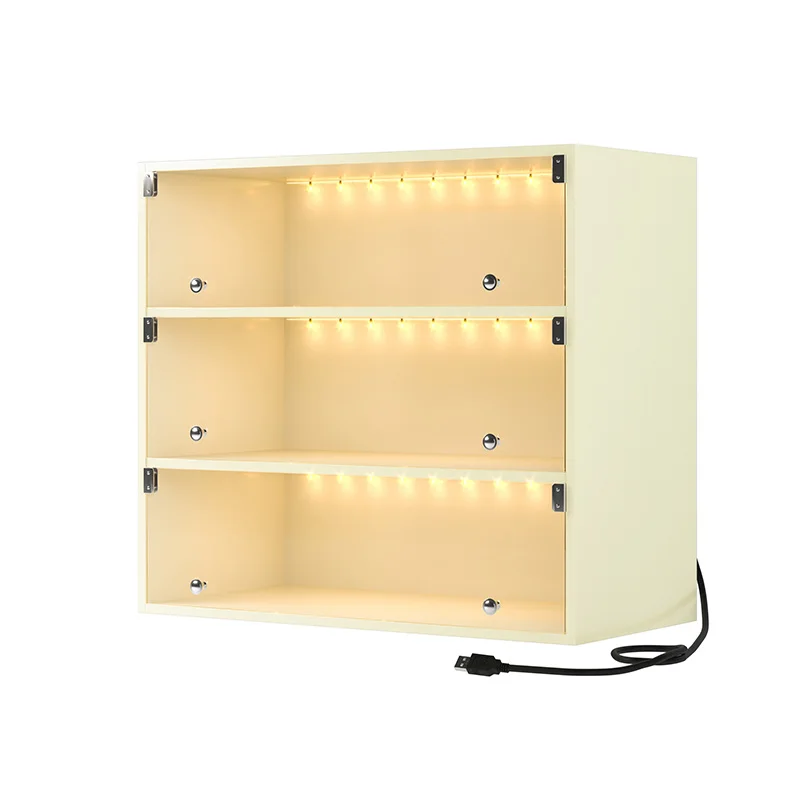 2/3 layer glass door shoe box shoe storage cabinet suitable for sports shoelaces RGB LED light beige