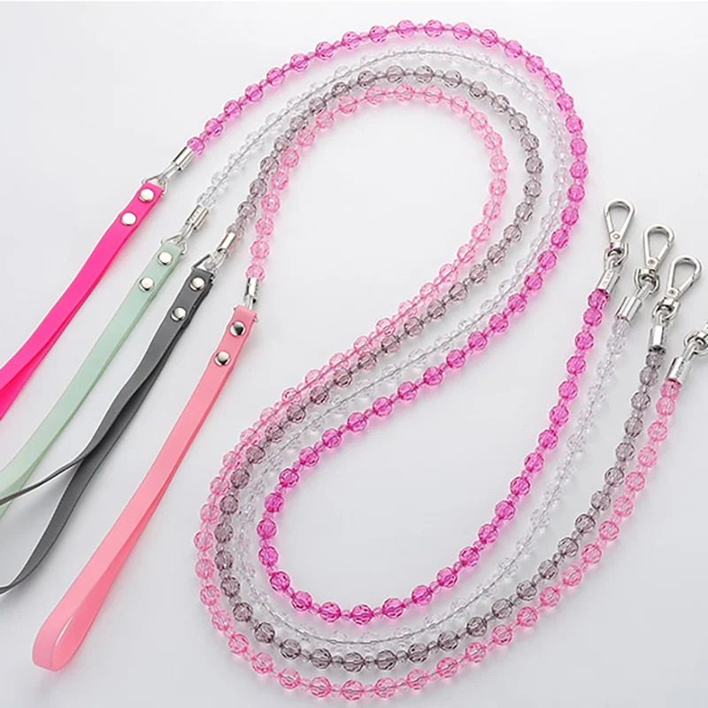 Beads Pet Leash Fashionable Princess Style Crystal Pet Leash for Small Dogs Cats ABS Anti Fracture Dog Beads Leash Pet Accessori