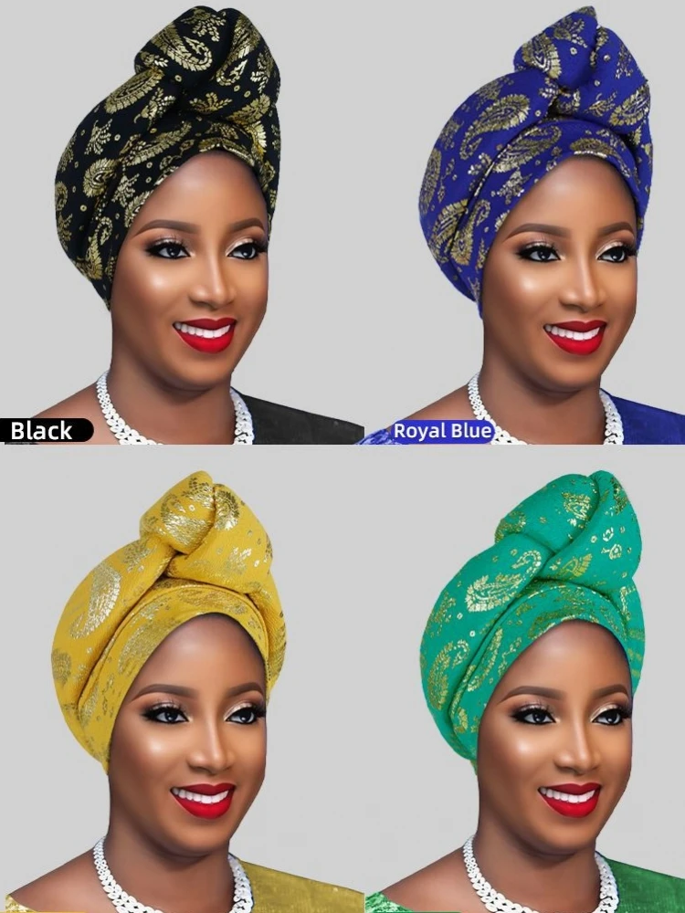 

Ready African Auto Gele Headtie Women's Turban Cap Nigeria Wedding Geles Muslim Head Wraps Bonnet Turbante Mujer 2024 New