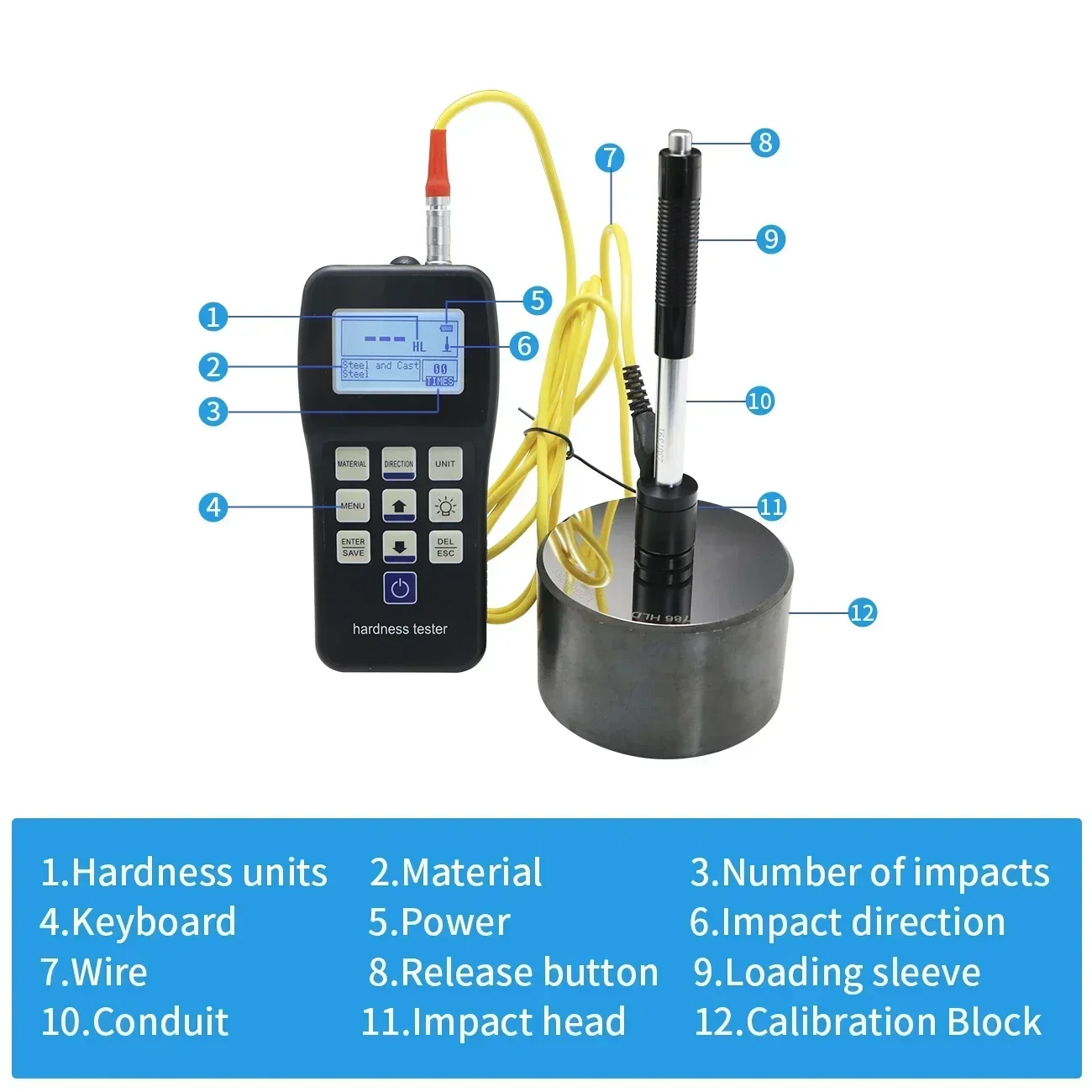 SL-140 Portable Digital Leeb Hardness Tester Multifunction Hardness Tester LCD Display High Precision