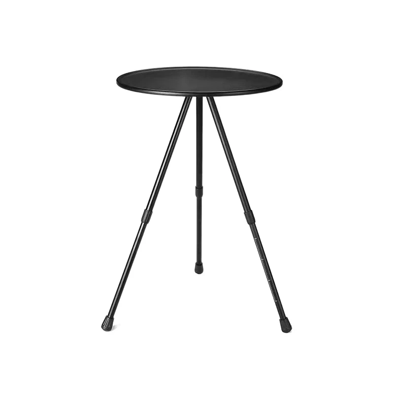 1Set Outdoor Camping Portable Small Round Table Folding Aluminum Alloy Table Lifting Simple Three-Legged Table Black