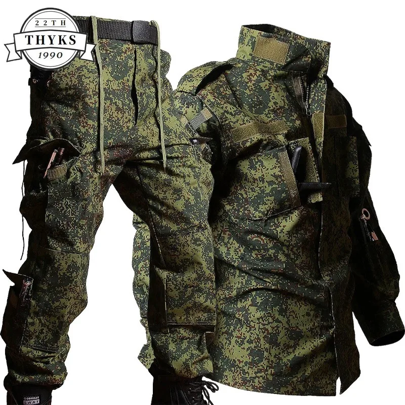 

Tactical train Set Men's Windproof Multi-pocket Training Workwear Wear-resistant Tear Resistant Cargo Pants Outdoor Hiking Suits