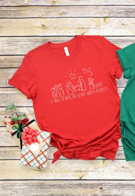 Christmas Shirt Family Shirt Family Matching Thrill Of Hope Shirt Short Sleeve Top Tees O Neck Fashion 100% Cotton Streetwear