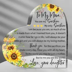 Birthday Gift from Son and Daughter to Mother, Mother's Day Gift, Heart-shaped Acrylic Tabletop Decoration Plaque