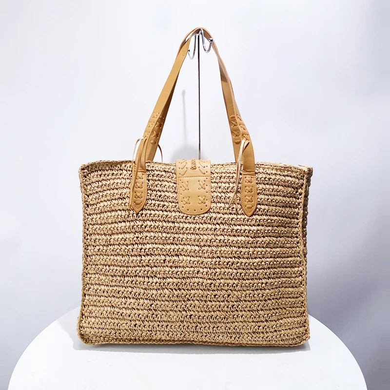 

Weave Straw Bags For Women Luxury Designer Handbags And Purse 2024 New In Casual Vacation Large Capacity Tote Underarm Shoulder