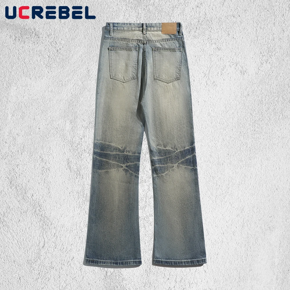 بنطال جينز رجالي مغسول بجيب Y2k ريترو ملابس الشارع فضفاض واسع الساق من قماش الدنيم للرجال #2