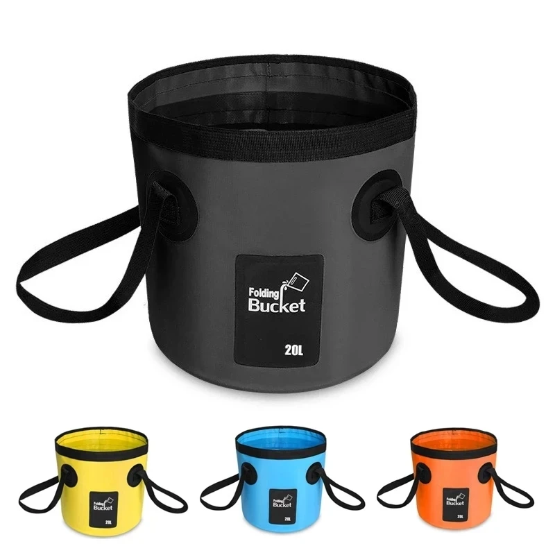 2023 New Large Portable Water Bucket Travel Outdoor Foldable Water Bag Fishing Bucket PVC Car Water Bucket Soak Foot Bucket