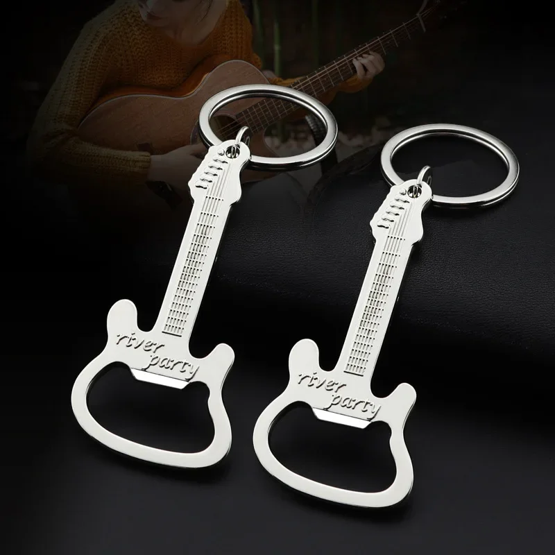 Bottle Opener Creative Guitar Design Corkscrews Beer Bottle Can Opener Alloy Hangings Ring Keychain Tools Household Gifts