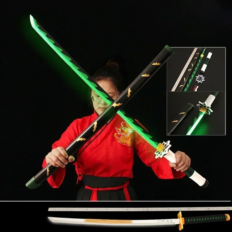 104cm Japanese Anime Katana Nichirin Blade Wooden Samurai Sword Charge Luminescence Anime Cosplay Weapon Model Gifts Toys Boys