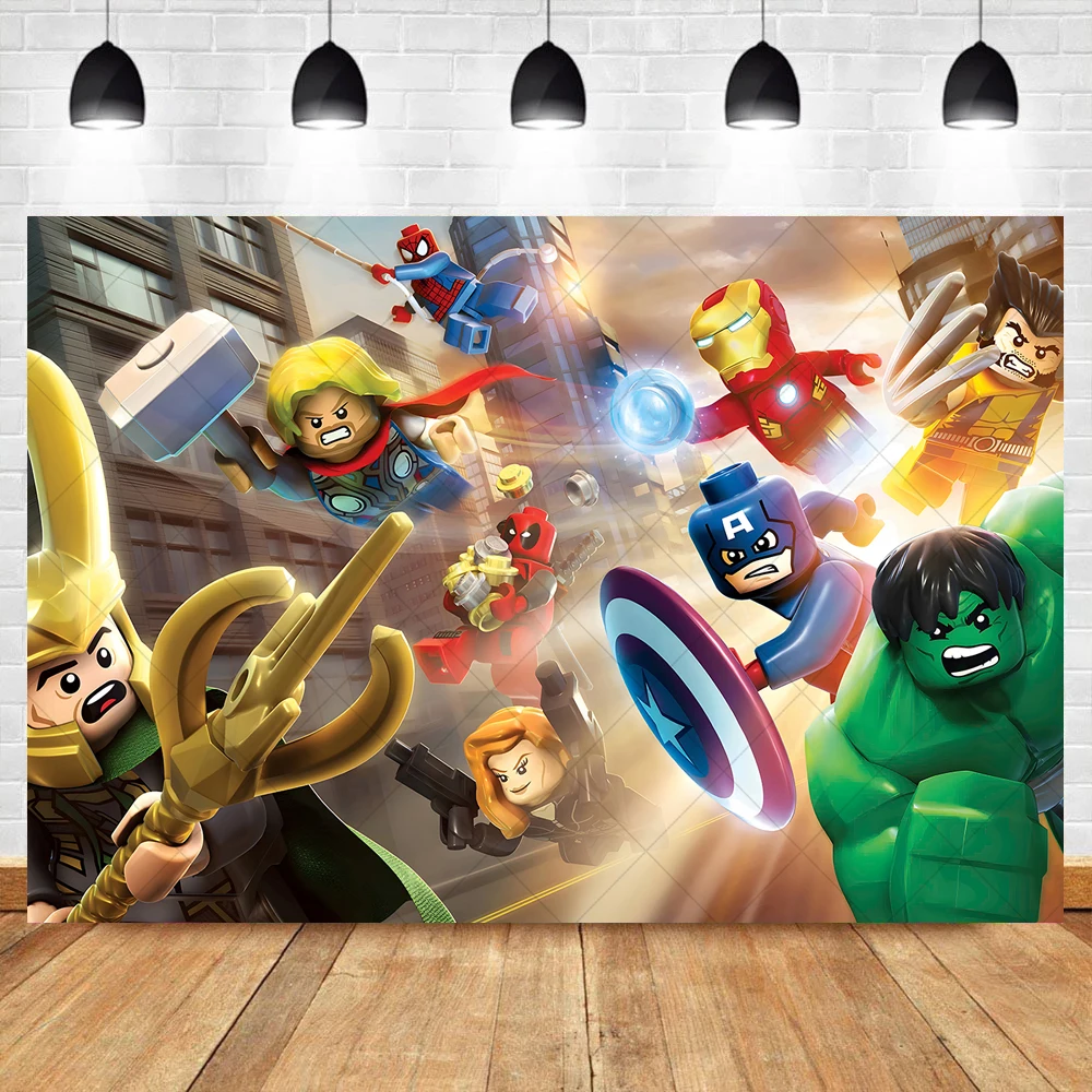 Cartoon Marvel Superhero Backdrops Custom Banner Avengers Theme Birthday Photography Poster Studio Wall Decoration Background