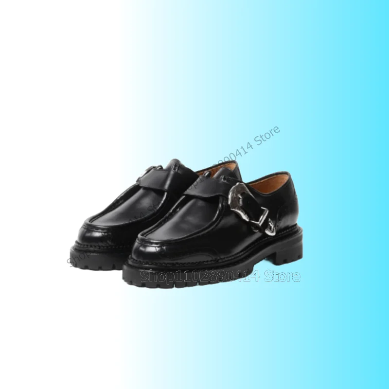 

Black Buckle Decor Thick Bottom Height Increasing Loafers Fashion Slip On Men Shoes Luxury Handmade Party Office Men Dress Shoes