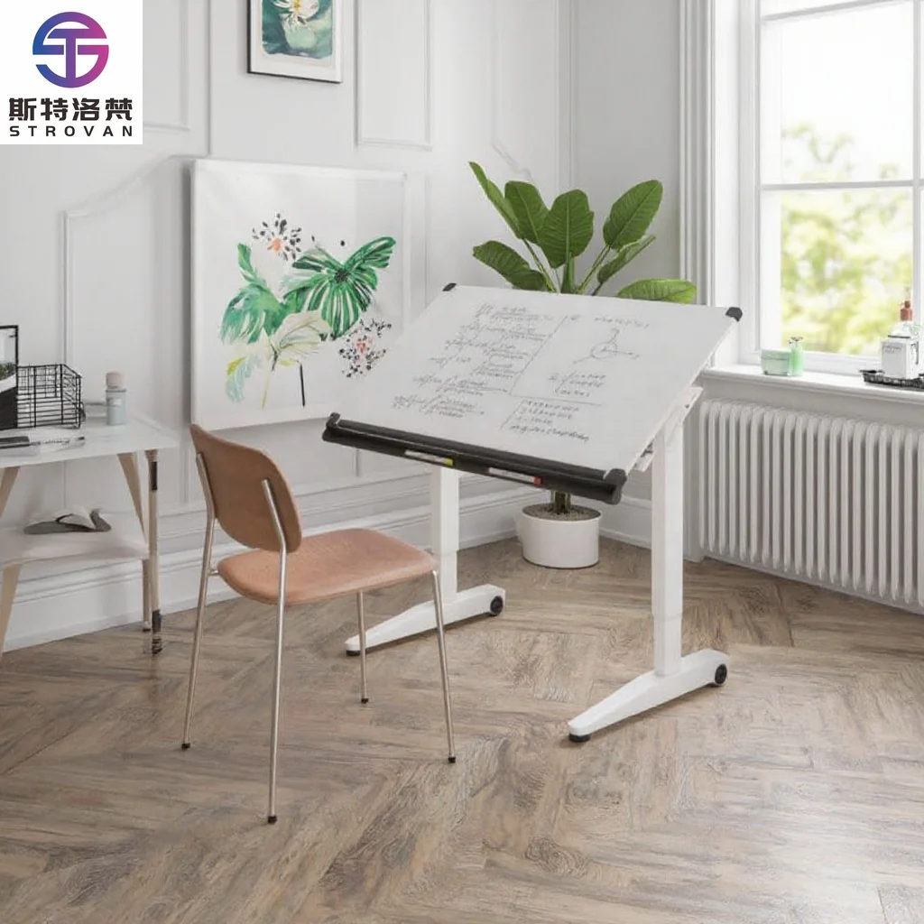 

Мобильный стол с двумя пневматическими опорами, регулируемый по высоте, с газлифтовой технологией и откидной столешницей для офиса