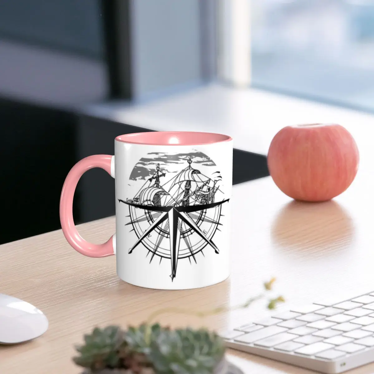 Nautical Compass Captain Anchor Boat Mug Funny Ceramic Coffee Cups Tea Mugs Milk Cup Drinkware Gifts for Friends