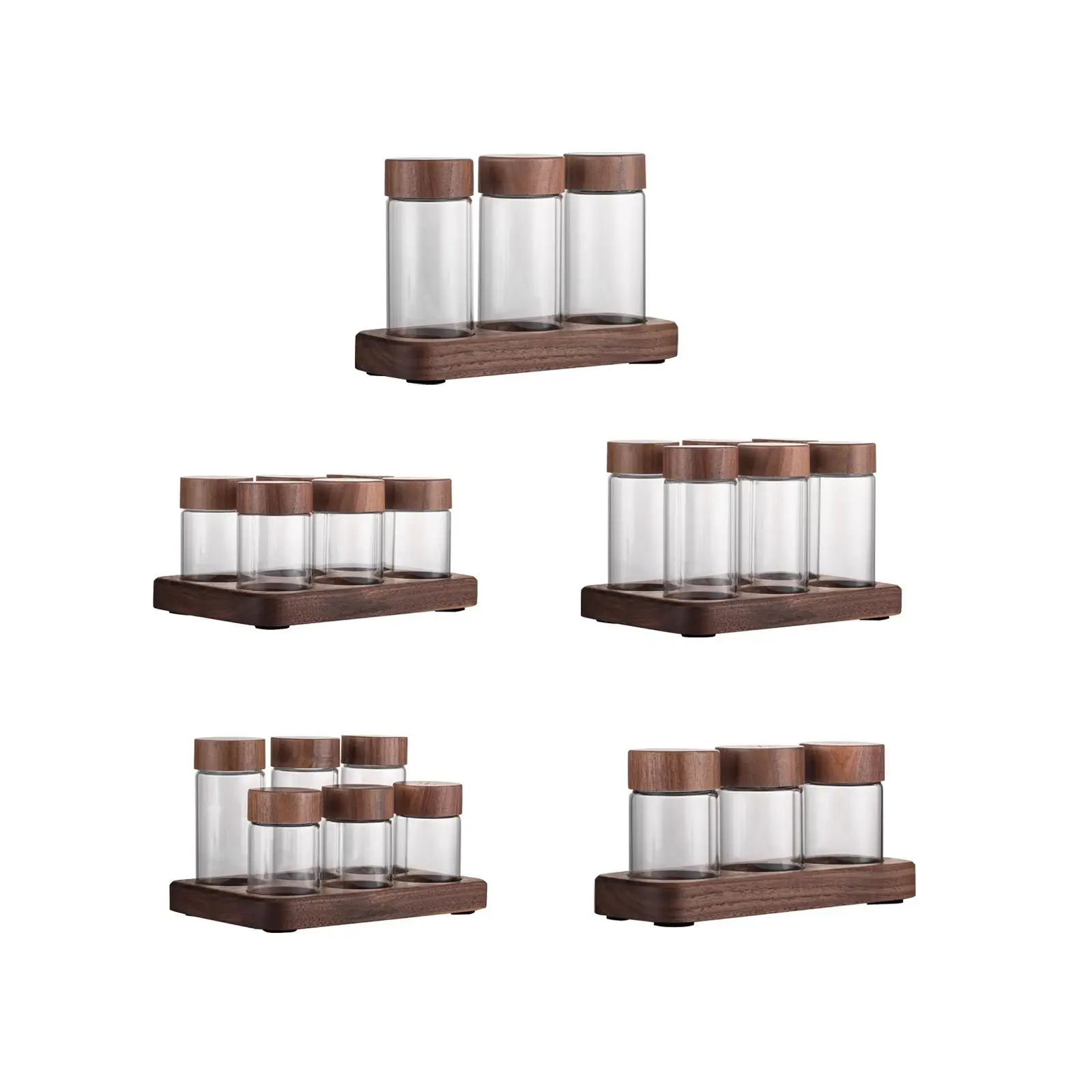 

Coffee Bean Tubes Countertop Organizer Single Dose with Wooden Holder Coffee Bean Storage Set for Kitchen Shop Countertop Cafe