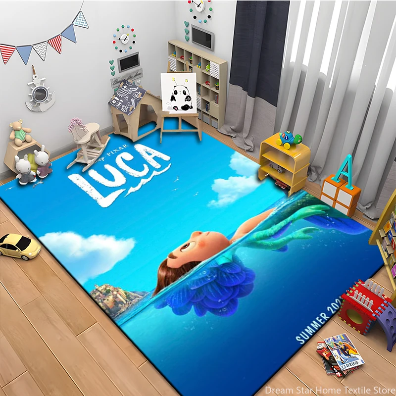 Disney Cartoon Movie Luca Printed Area Rug Carpet for Living Room Children's Bedroom Sofa Home Kids Decor Anti-Slip Floor Mats