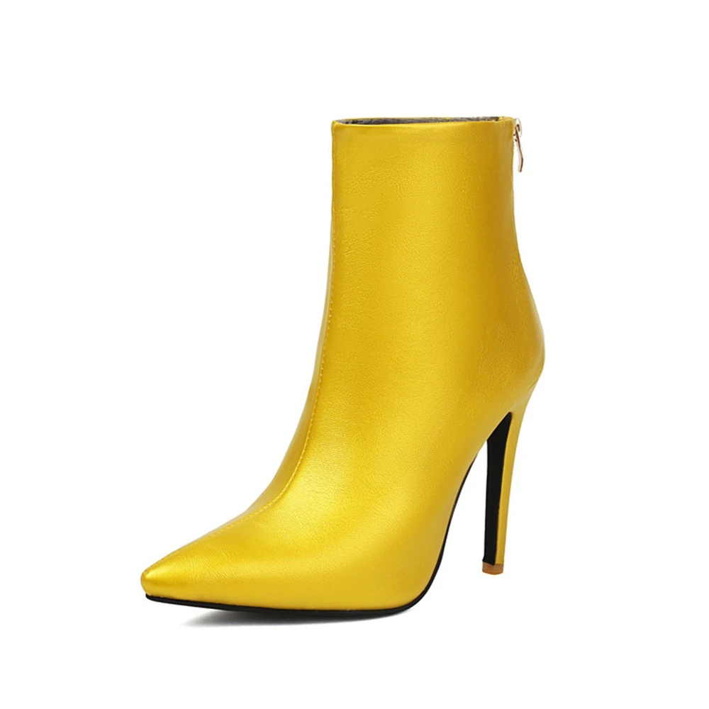 

Дизайнерские женские осенние короткие сапоги 2023 года на тонком каблуке с застежкой-молнией сзади, остроконечные ботильоны в стиле ретро, вечерние платья, большие размеры 47 7715