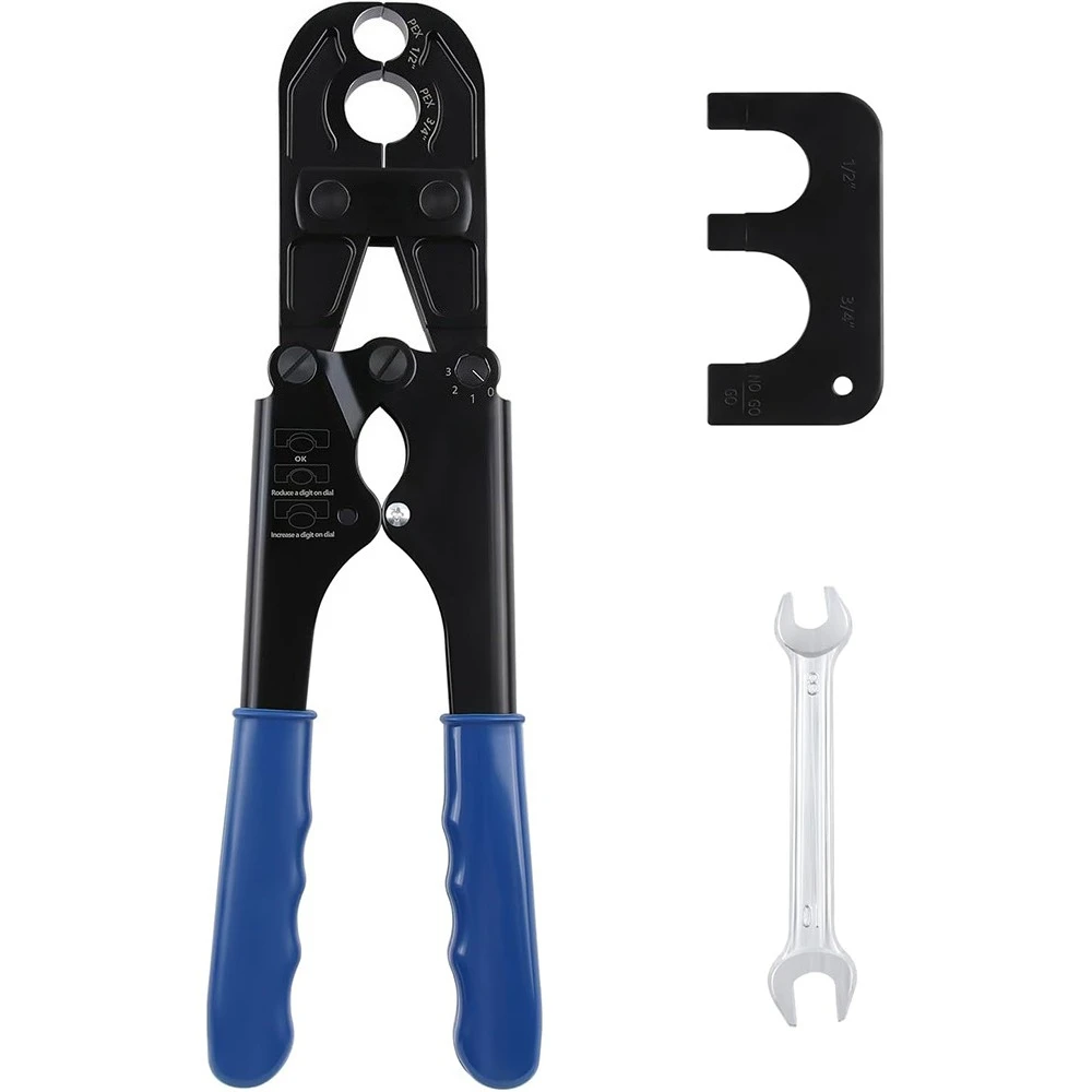 

1/2" & 3/4" Combo PEX Crimping Tool for Copper Crimp Rings with Go/No-Go Gauge, ASTM F1807 Standard Compliant