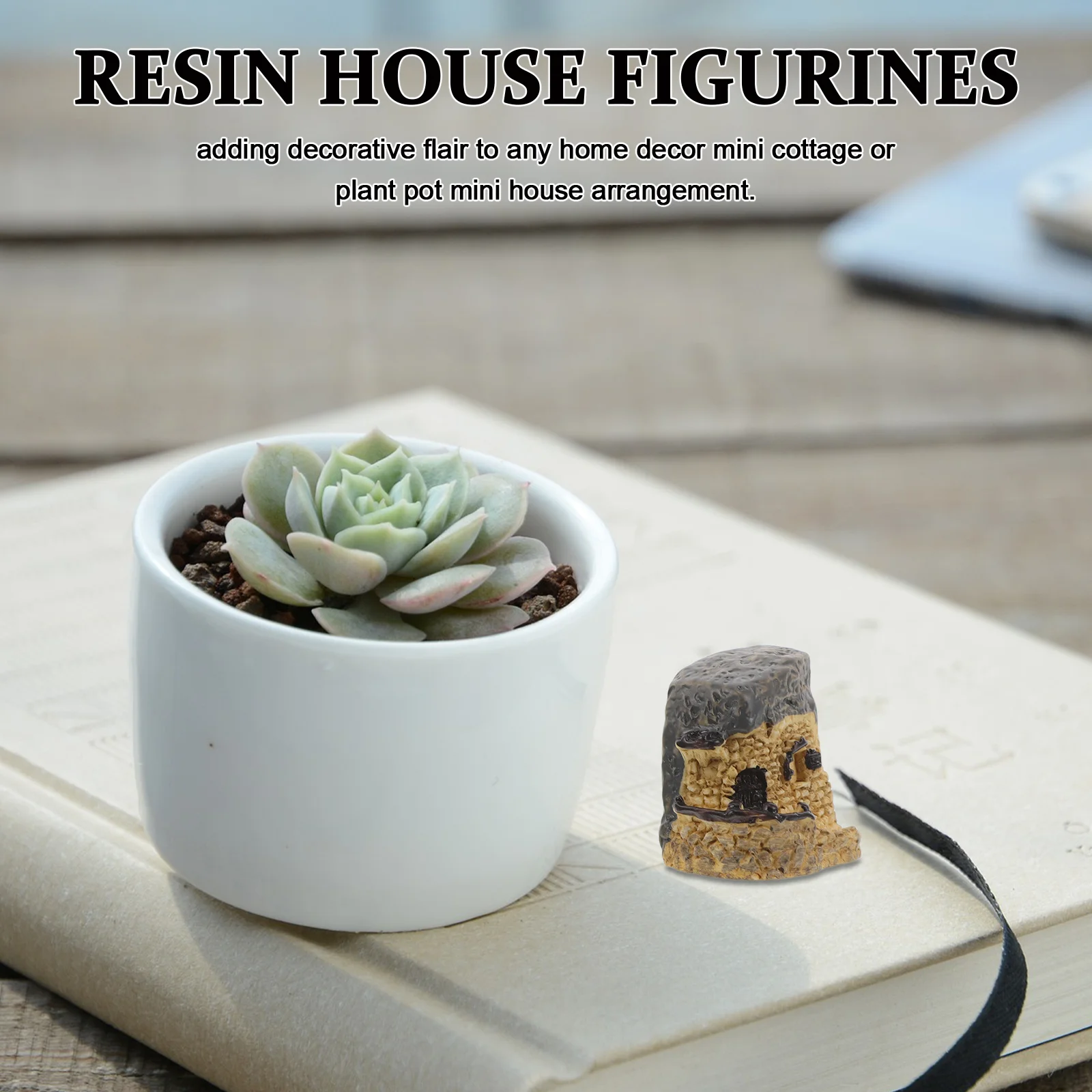 

8Pcs Micro Landscape Cottage Resin Miniature Houses Small Fairy Garden Terrarium Plant Pot Bonsai Succulent Home Decoration