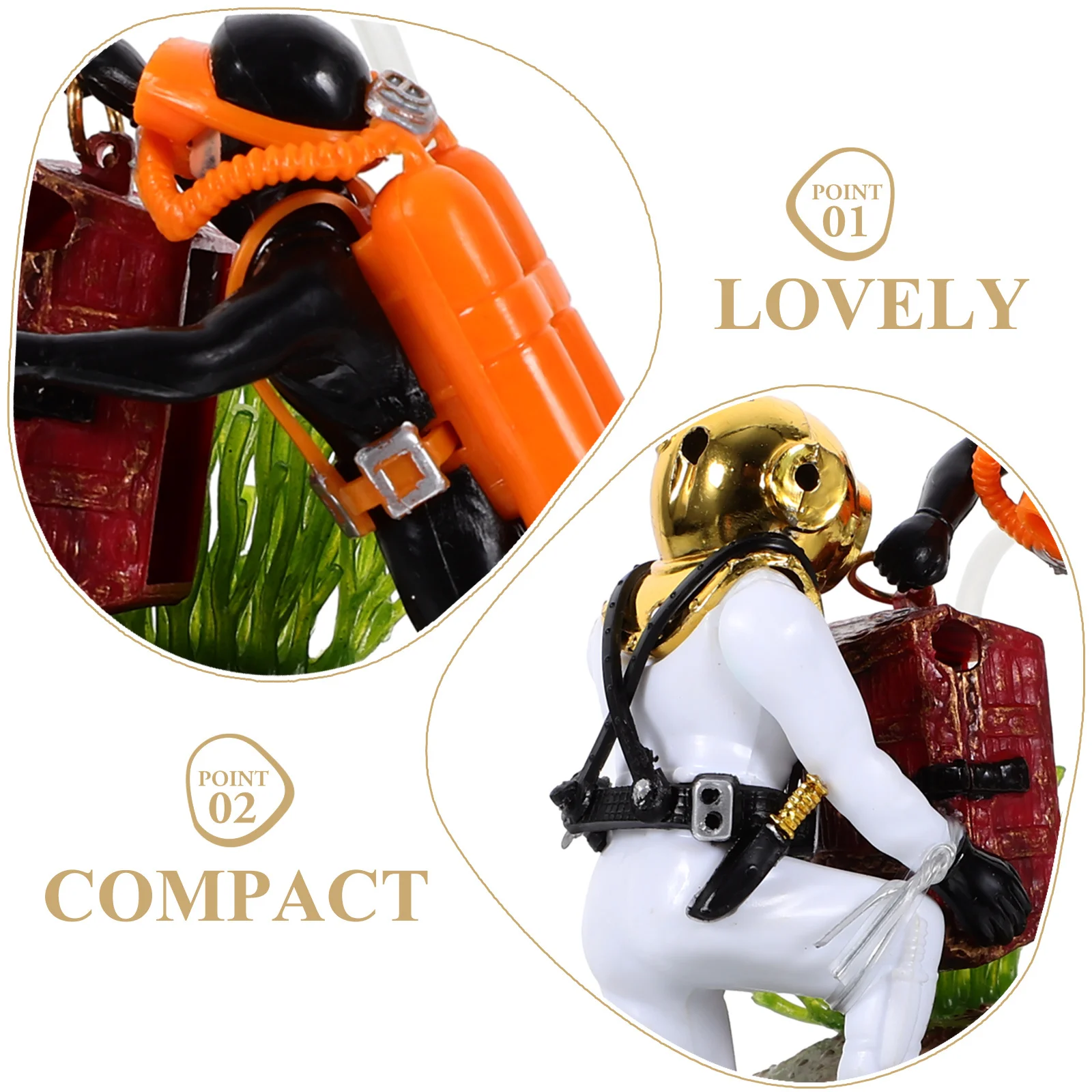 

Eco Aquarium Decor Fish Tank Ornament Floating Diver Treasure Chest Resin Craft Aerator Landscape Accessory Unique Pet Supplies