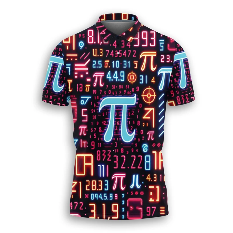Funny Pi Day Polo Shirt For Men Summer Casual Mathematics Teacher 3D Printed T Shirts Fashion Daily Kids School Polo Shirts