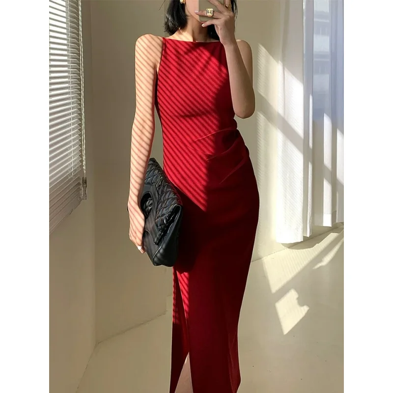 

Tanglimei sling dress 2024 new spring and summer light luxury off-shoulder high-end design sense temperamental minority skirt