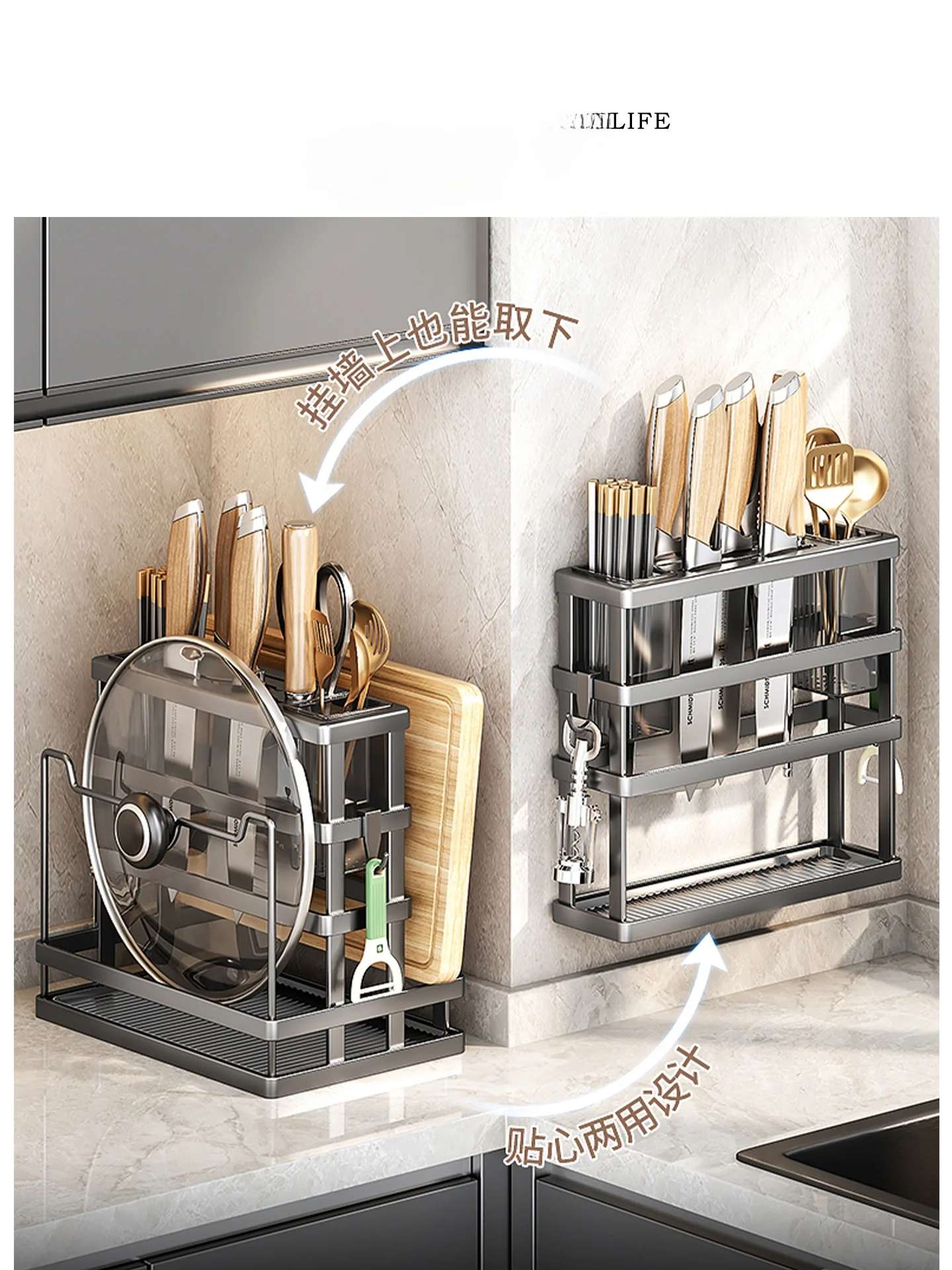 

Tlife Kitchen Knife Holder Wall Mounted Storage Ra for Knives Chopstis Cutting Board Carbon Steel Kitchen Storage elf