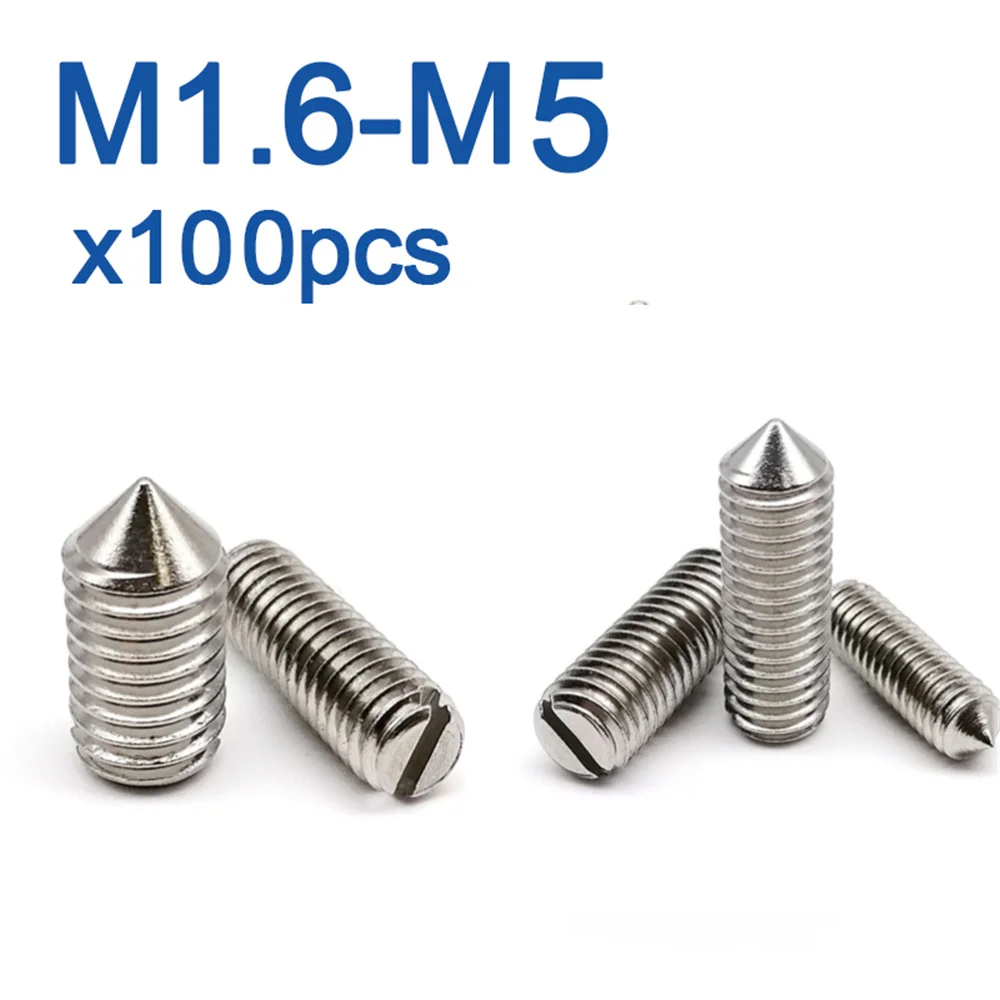 

AXK GB71 DIN553 Stainless Steel Slotted Head Cone Point Grub Set Screw M1.6 M2 M2.5 M3 M4 M5 Machinery Screw Headless Bolt