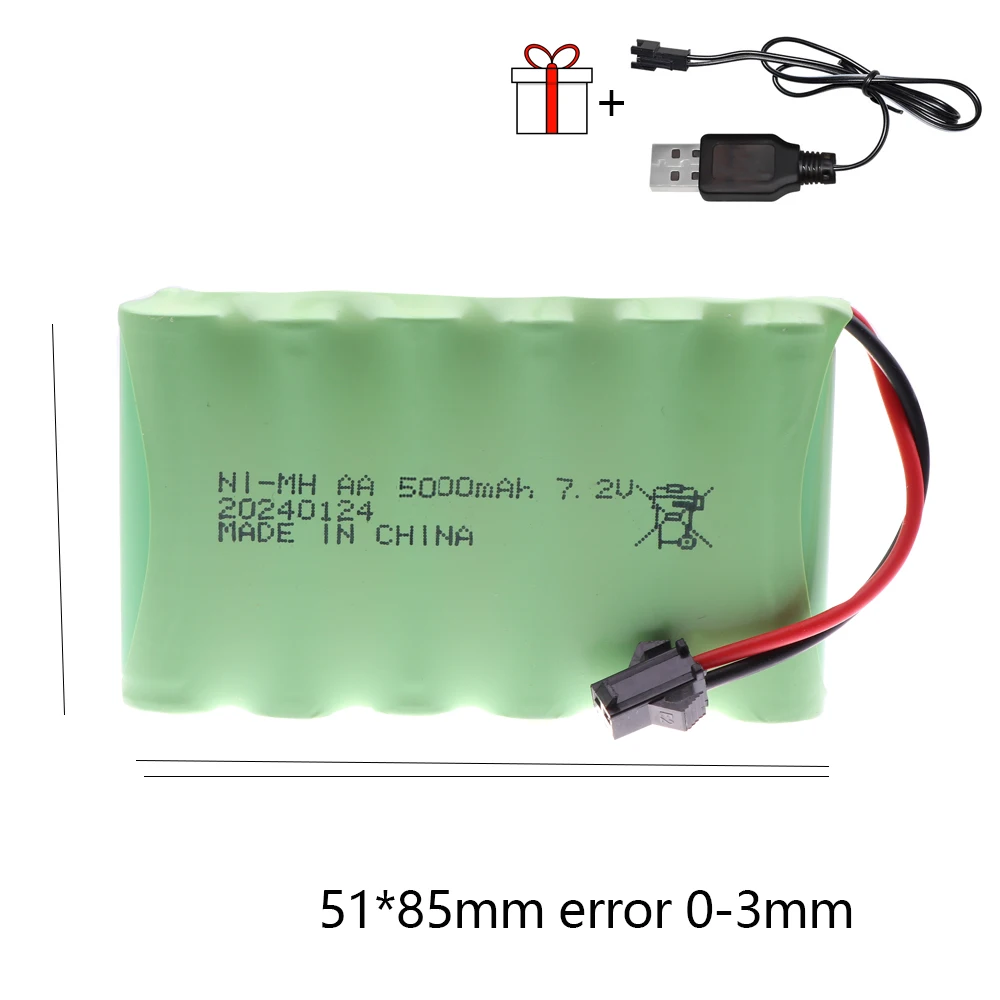 3.6V/4.8V/6V/7.2V/9.6V 5000mAh akumulator NI-MH do zabawek Rc samochody czołgi roboty pistolety łodzie akcesoria do zabawek